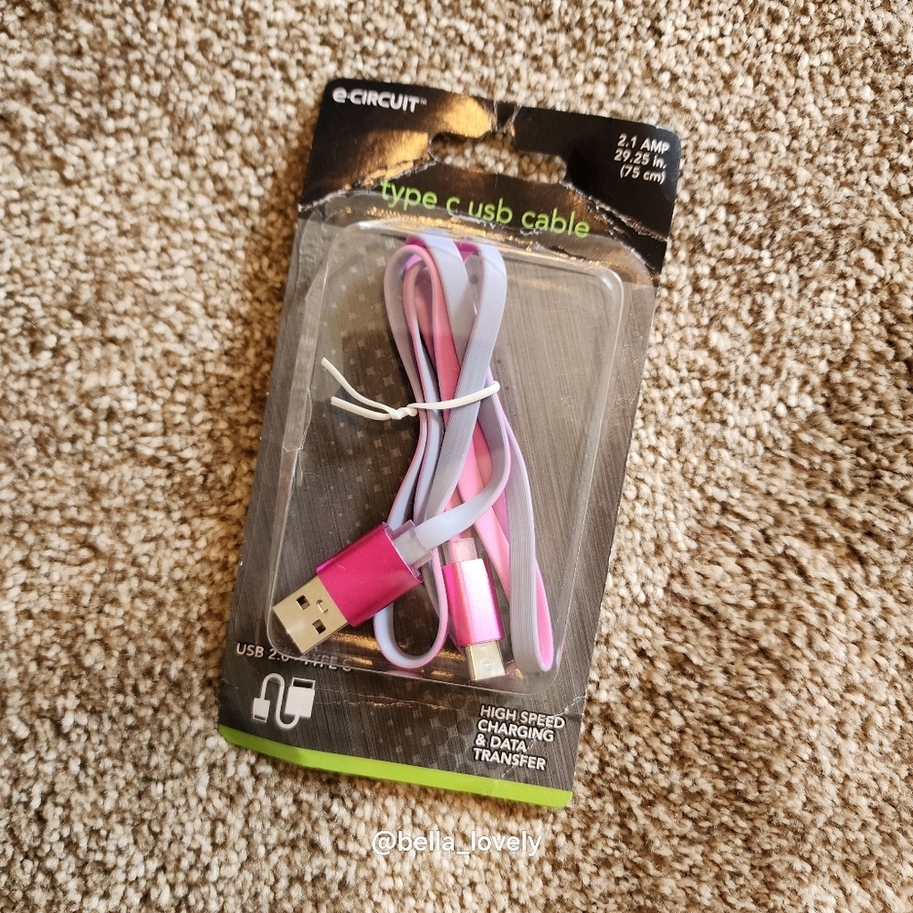 🏖 New! Pink and Purple Type C USB Cable